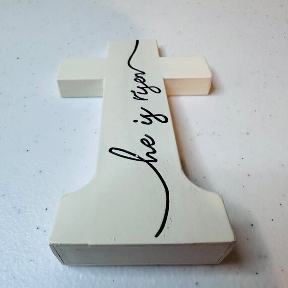 Small Easter Cross decoration Reversible tiered tray - he is risen-Happy Easter - Picture 5 of 8